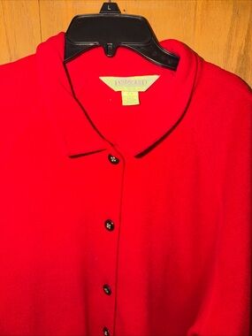 Lands' End Red Button-Front  Fleece Button Down cardigan size|14-16